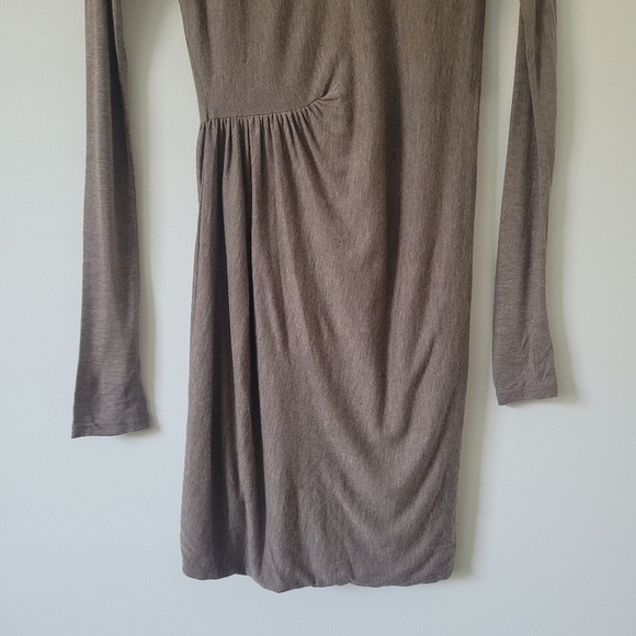 Rebecca Taylor Taupe Bodycon Ruched Long Sleeve Mini Dress Size Extra Small - Picture 11 of 12